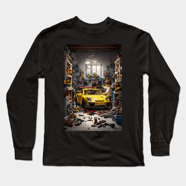 Technician German Sports Car Yellow Long Sleeve T-Shirt by VENZ0LIC